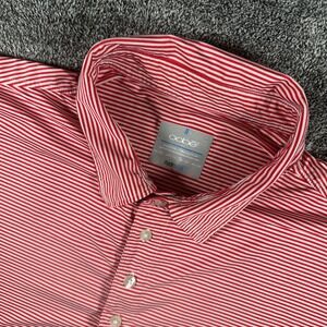 Oobe Hydrochill Polo Shirt Mens 2XL Red White Striped Short Sleeve Golf Stretch